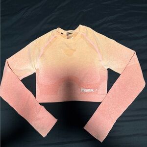 Gymshark Women's Peach and Coral Ombre Crop Top